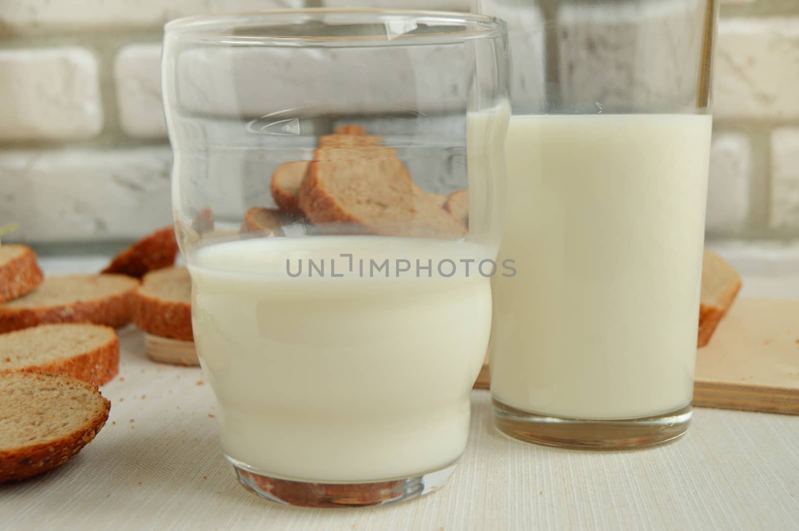 Two glasses of milk are on the table, Breakfast for the family, healthy eating concept, world health day.