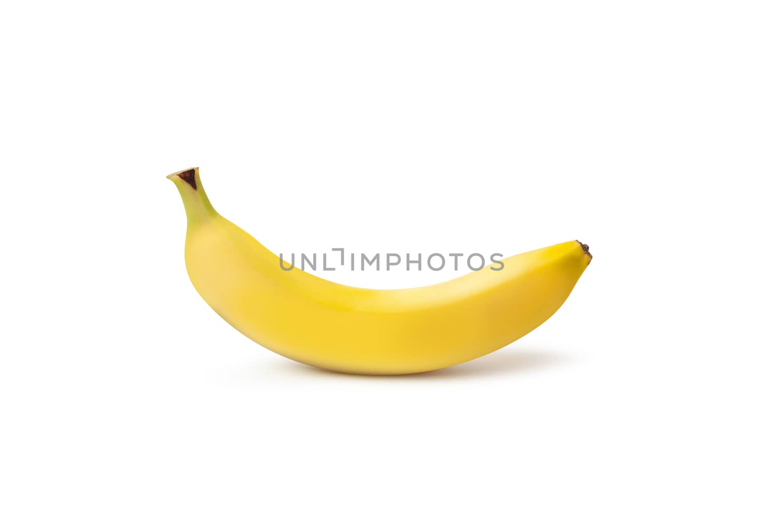 Single banana isolated on white background. With Clipping Path