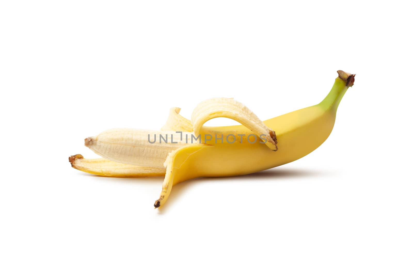 Half peeled Banana, Open Banana isolated on a white background