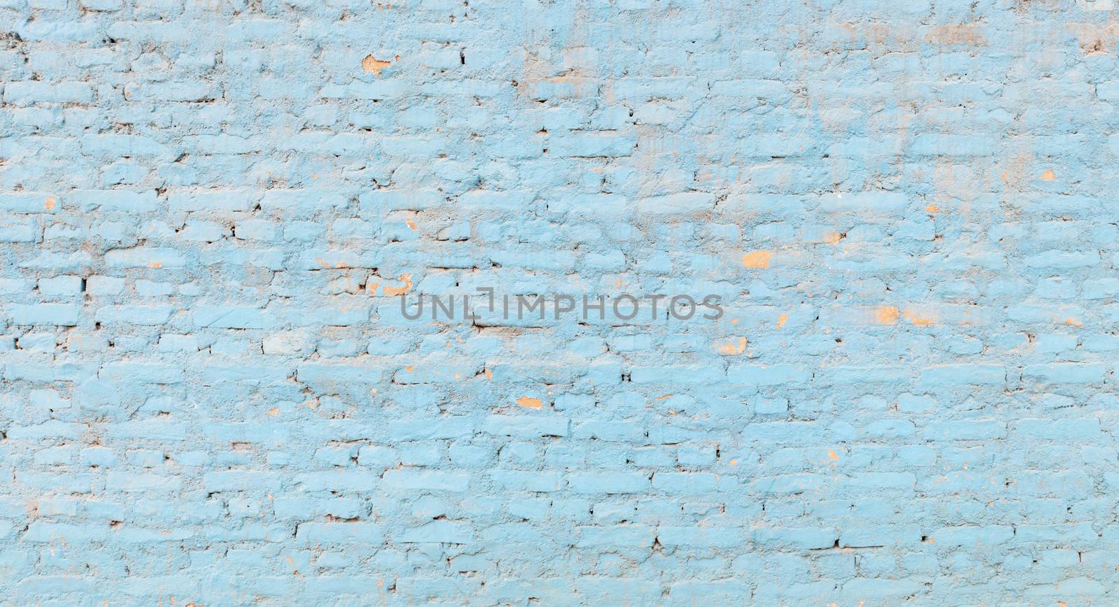 Light blue brick wall texture, panoramic background