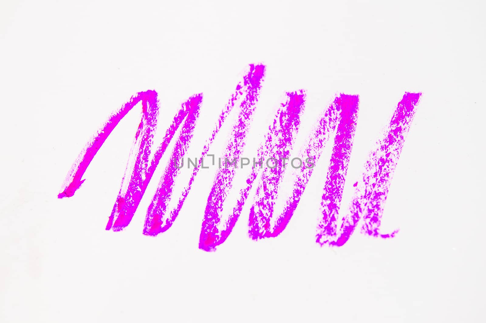 Red, pink, lilac line, stroke, splash cosmetic pencil isolated on white background, beauty and makeup concept.