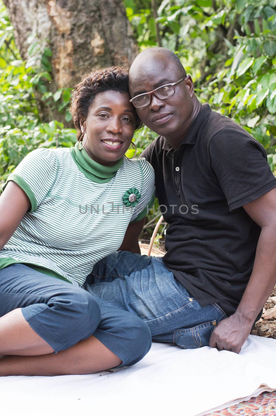 young couple in love in a country park.