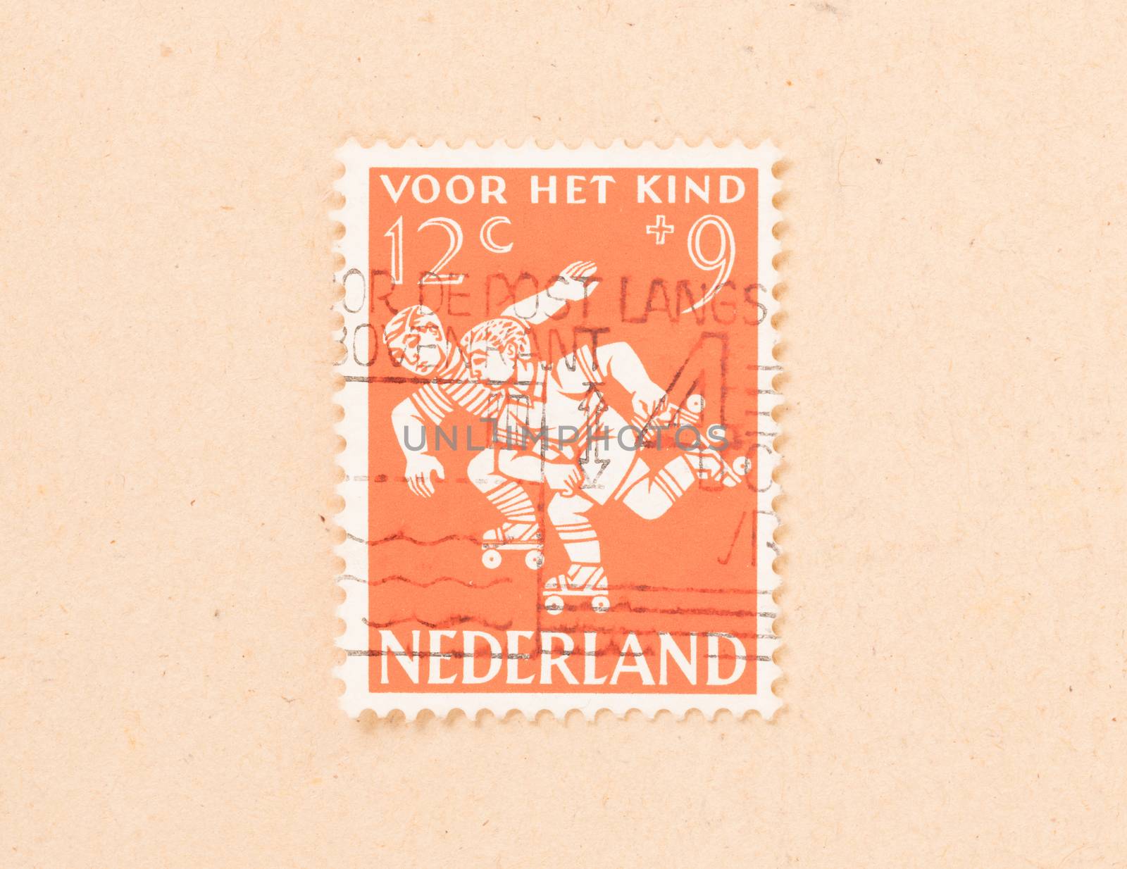 THE NETHERLANDS 1960: A stamp printed in the Netherlands shows children playing, circa 1960