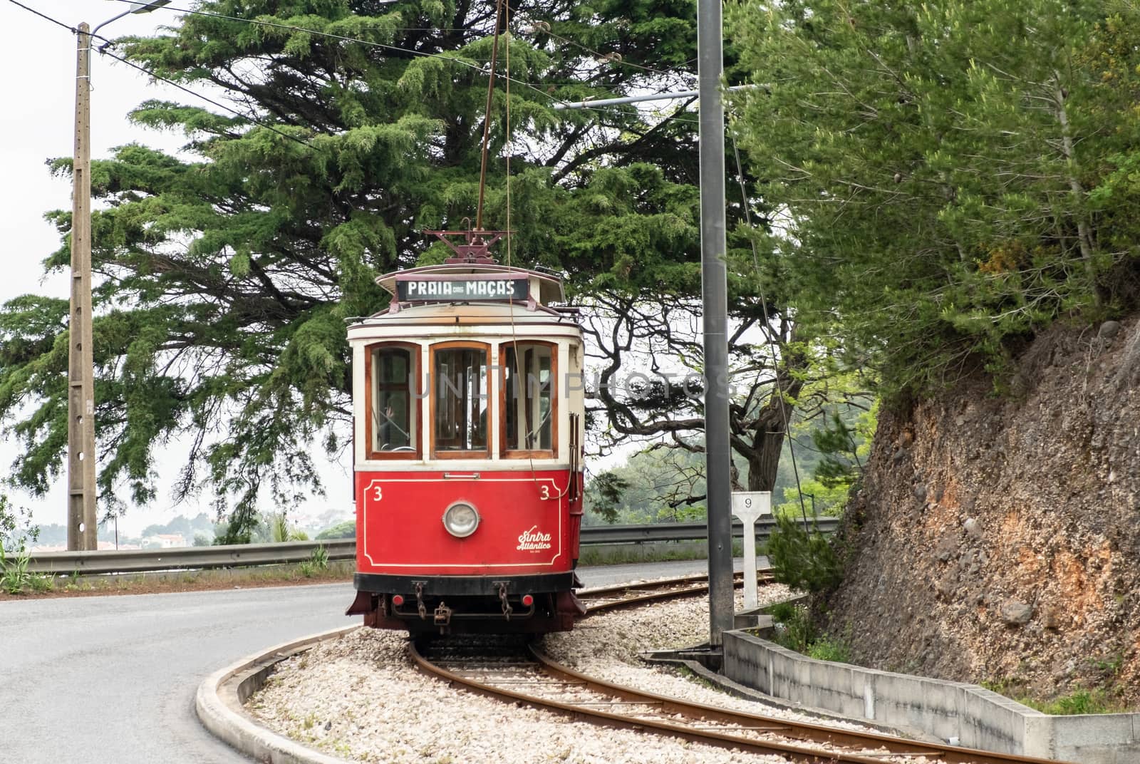 Historic Sintra tram seen in Sintra area, Portugal.