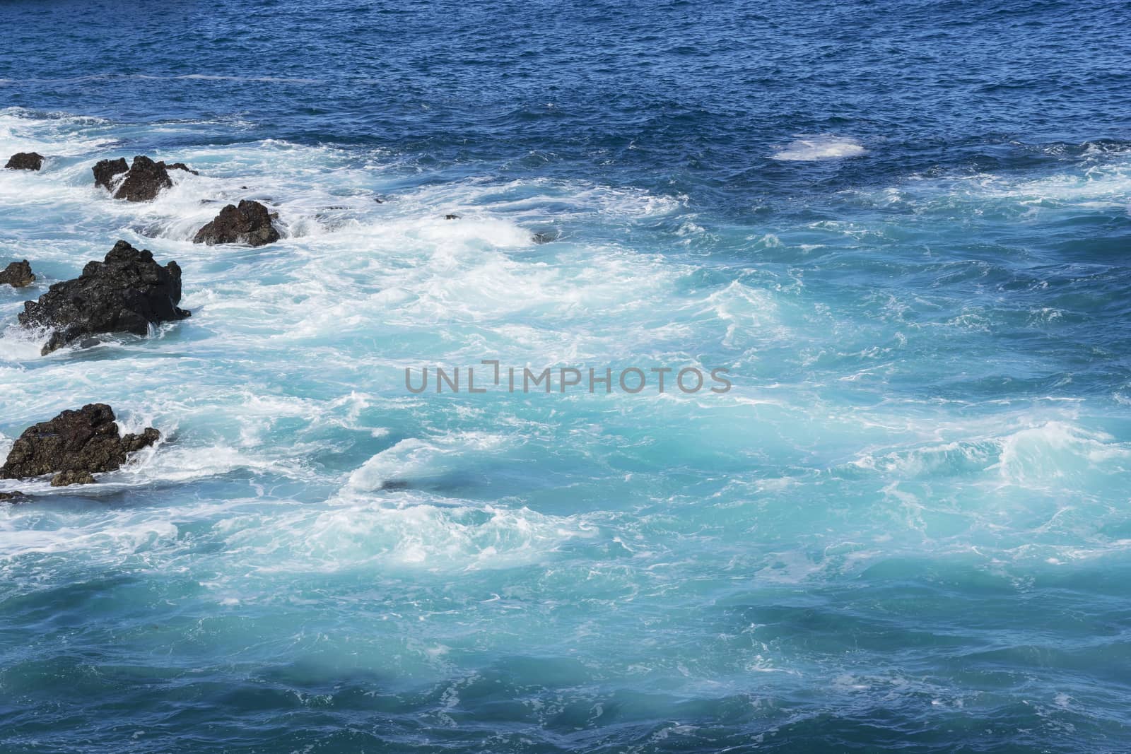 beautiful ocean water and rocks. beautiful landscape of Canary Islands