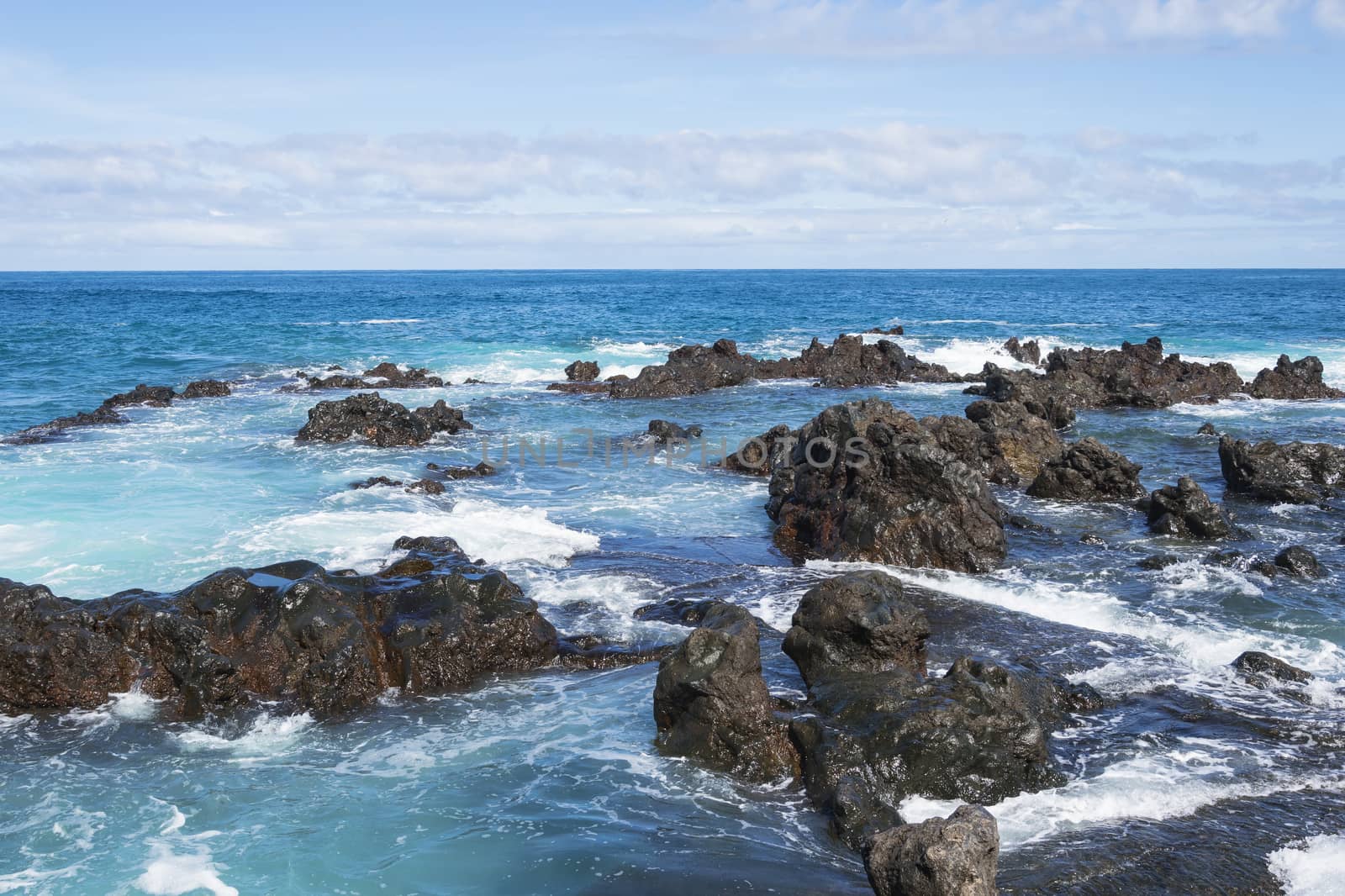 ocean and waves. wonderful horizon water and rocks. beautiful landscape of Canary Islands