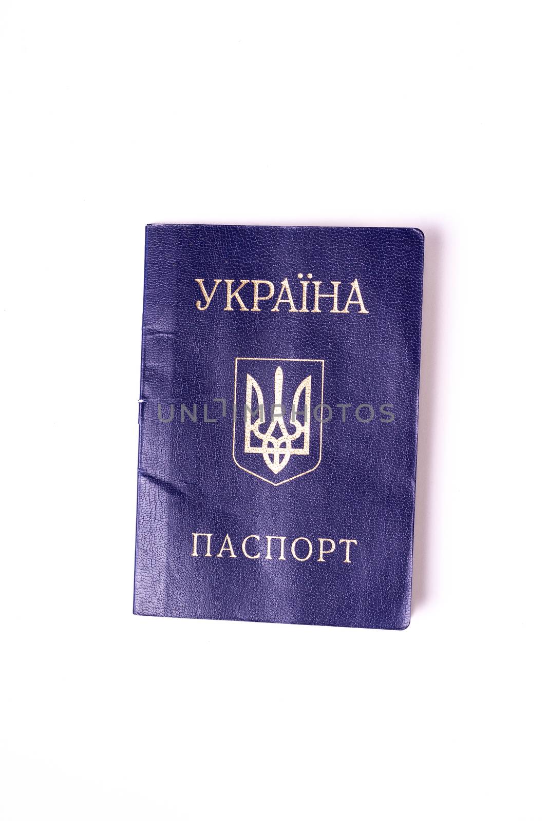 Blue Ukrainian passport isolated on white background. Passport i by alexsdriver