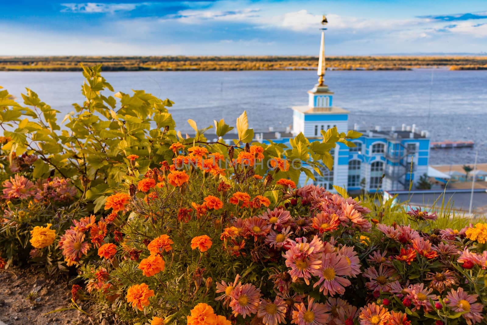 Berth on the Ussuri river near the city of Khabarovsk. Autumn.