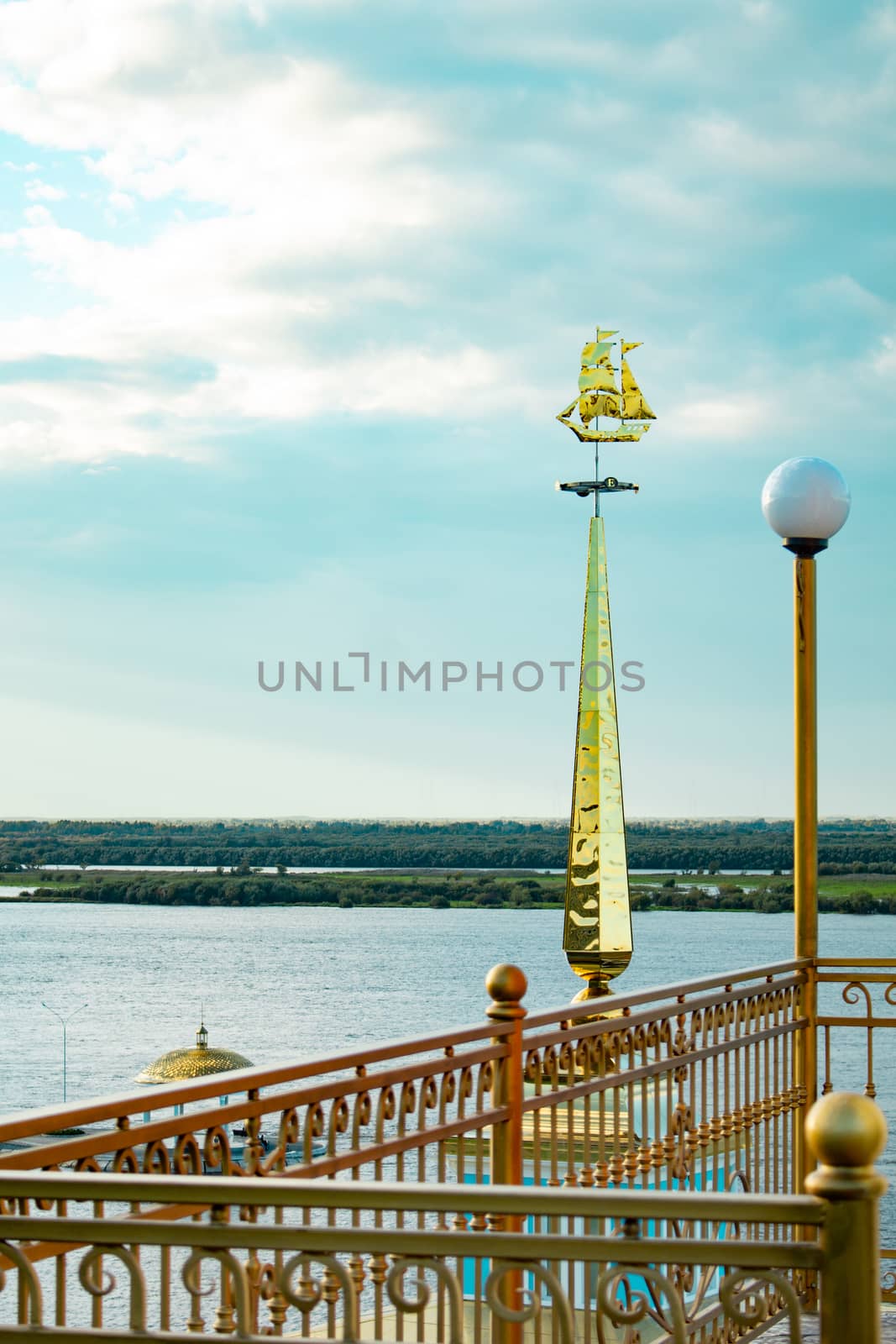 Berth on the Ussuri river near the city of Khabarovsk. Autumn.