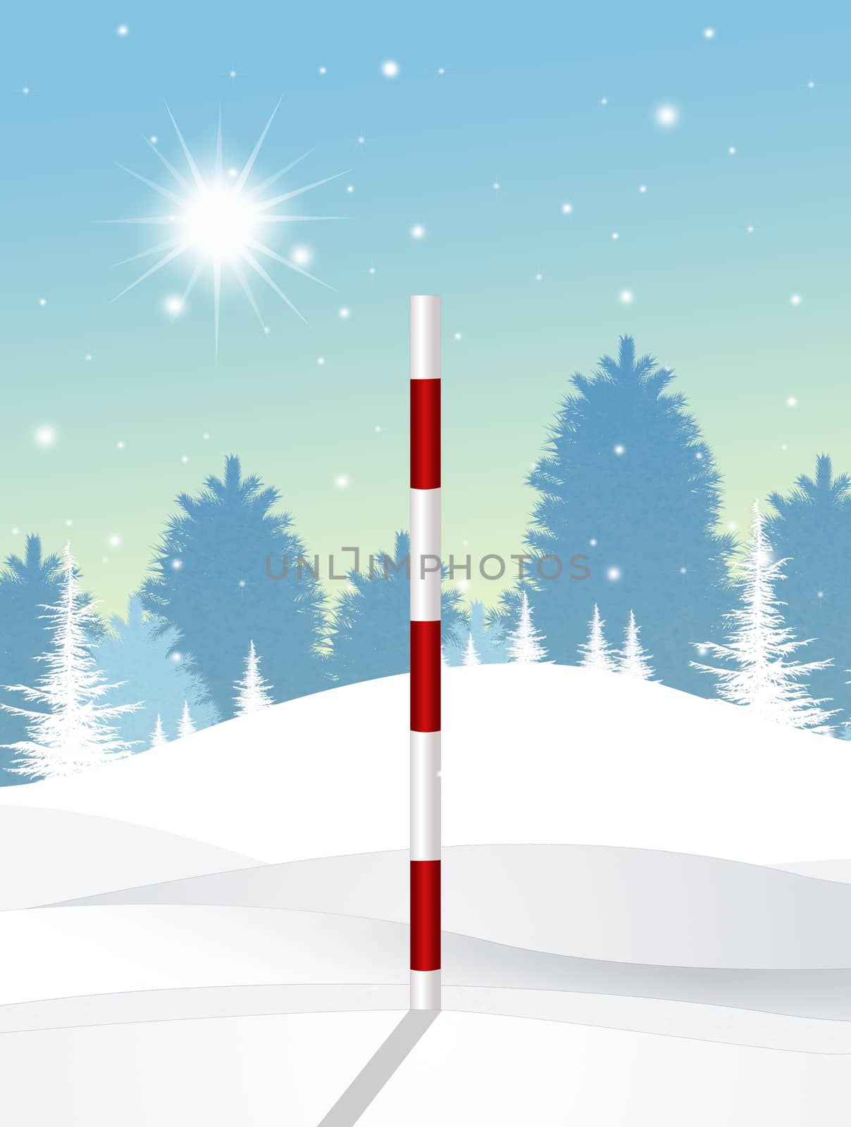 illustration of snow pole in winter