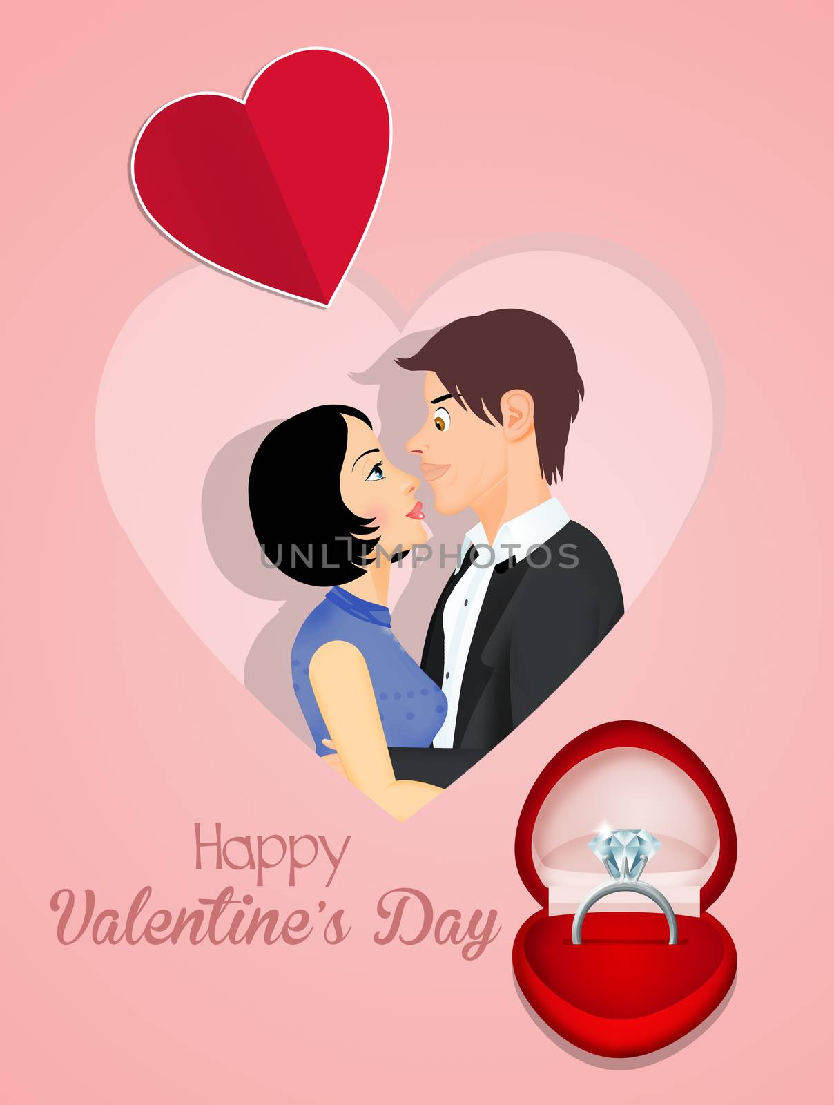 illustration of Valentines day postcard