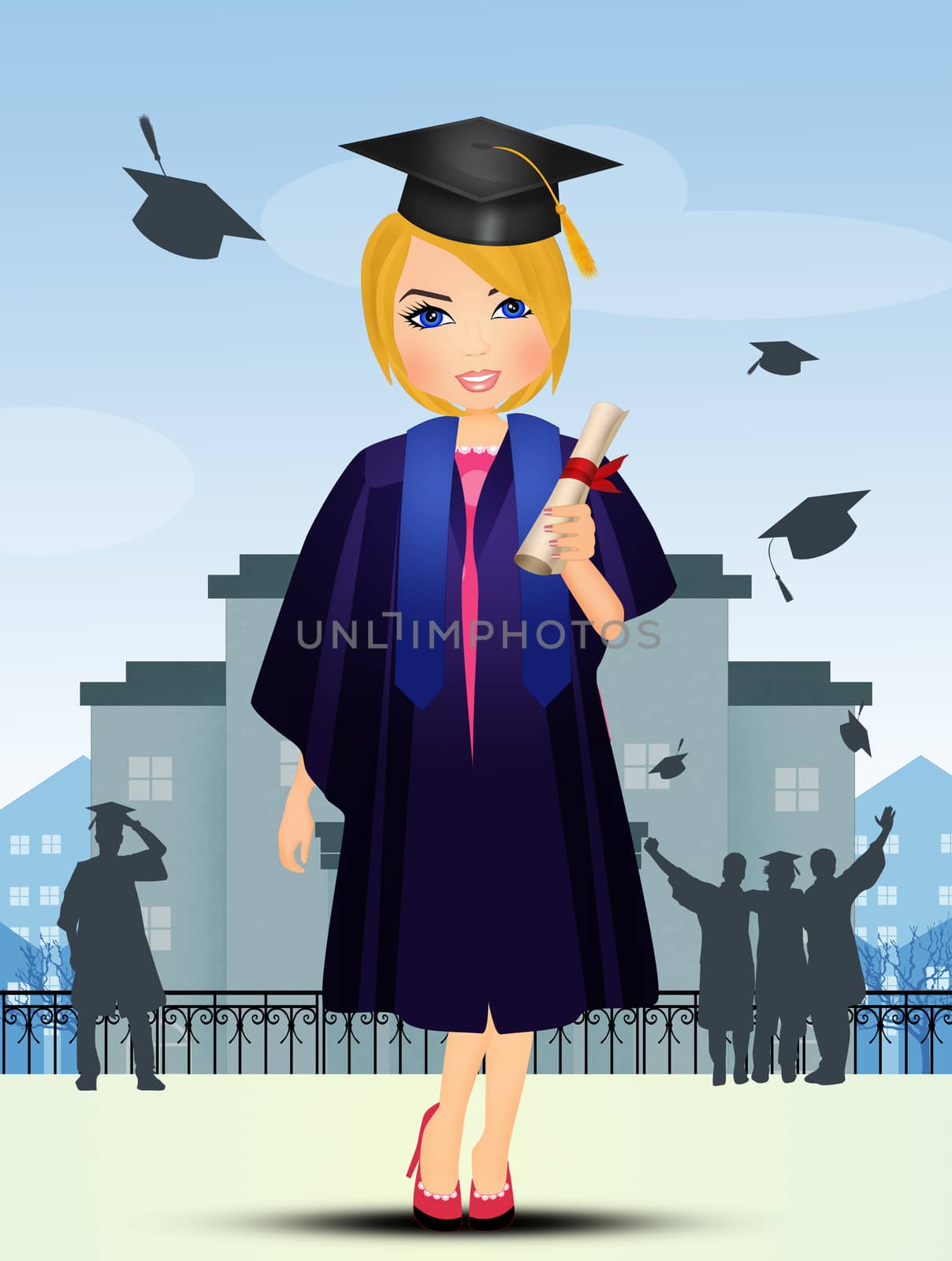 illustration of girl graduate