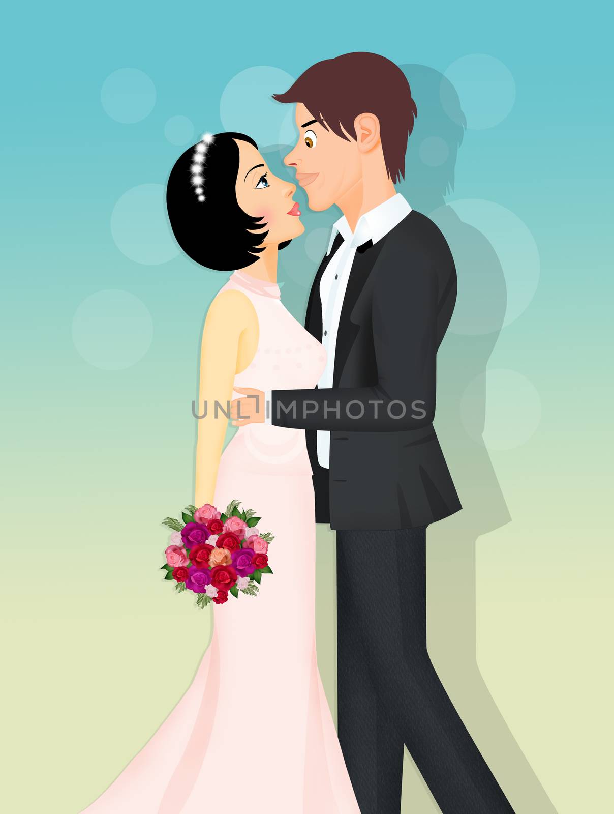 illustration of happy spouses