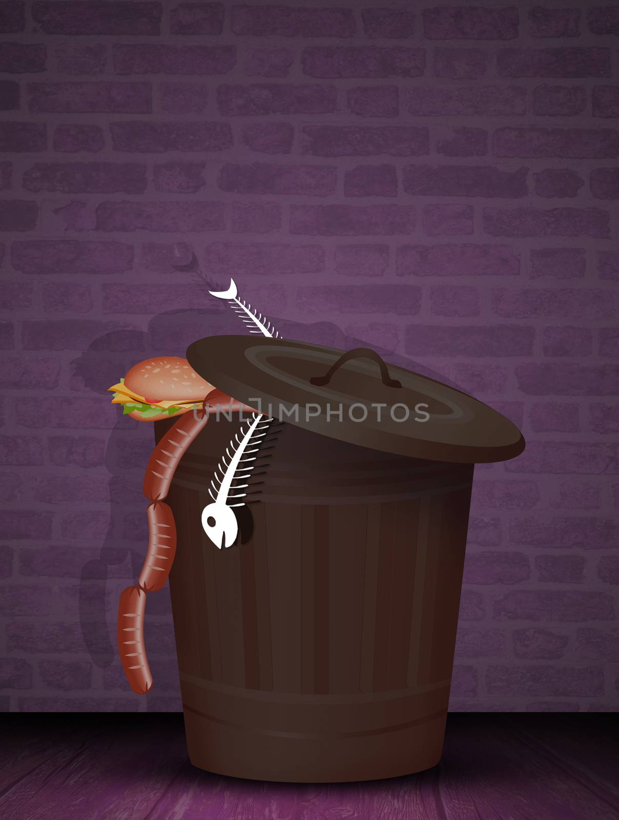 illustration of trash bin in the street