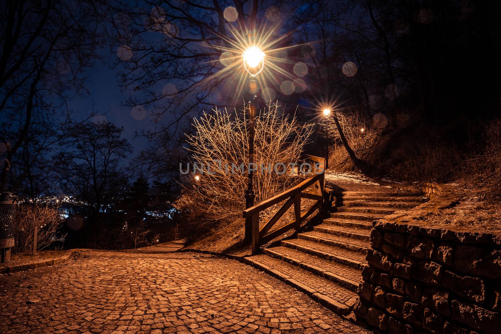 Petrin park at night, prague, czech republic