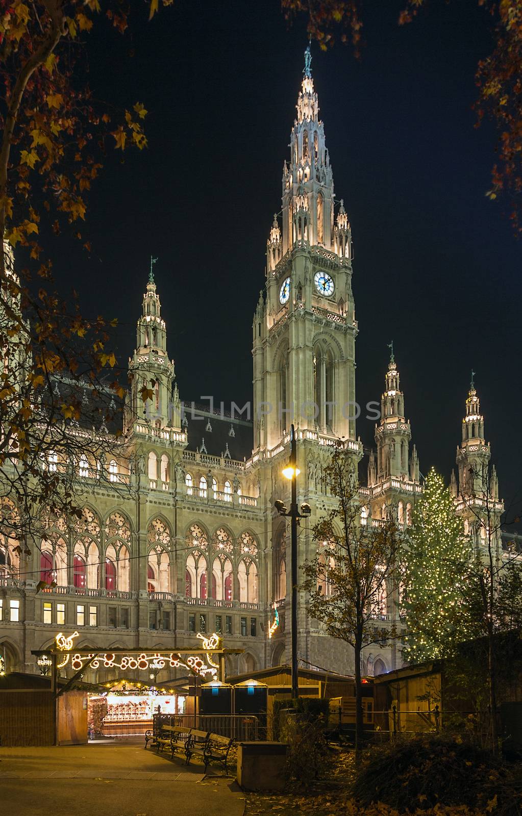 town hall of Vienna decorated by Christmas holiday, Austria