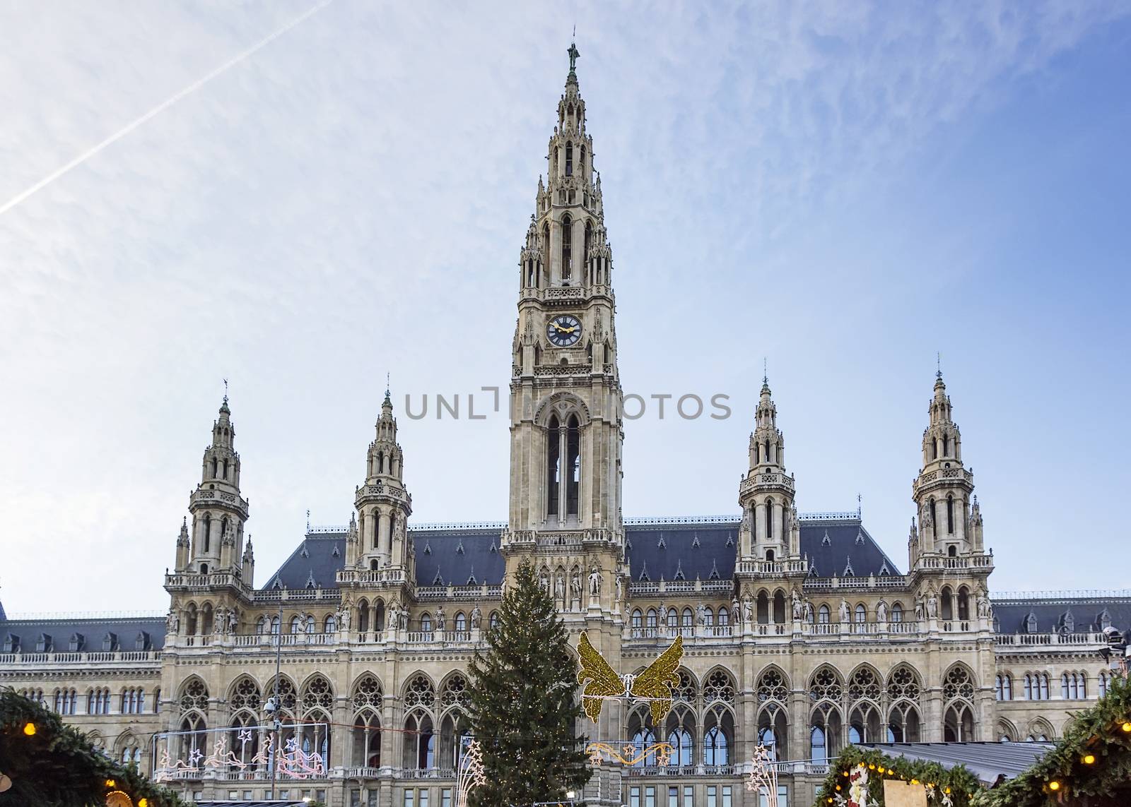 town hall of Vienna decorated by Christmas holiday, Austria