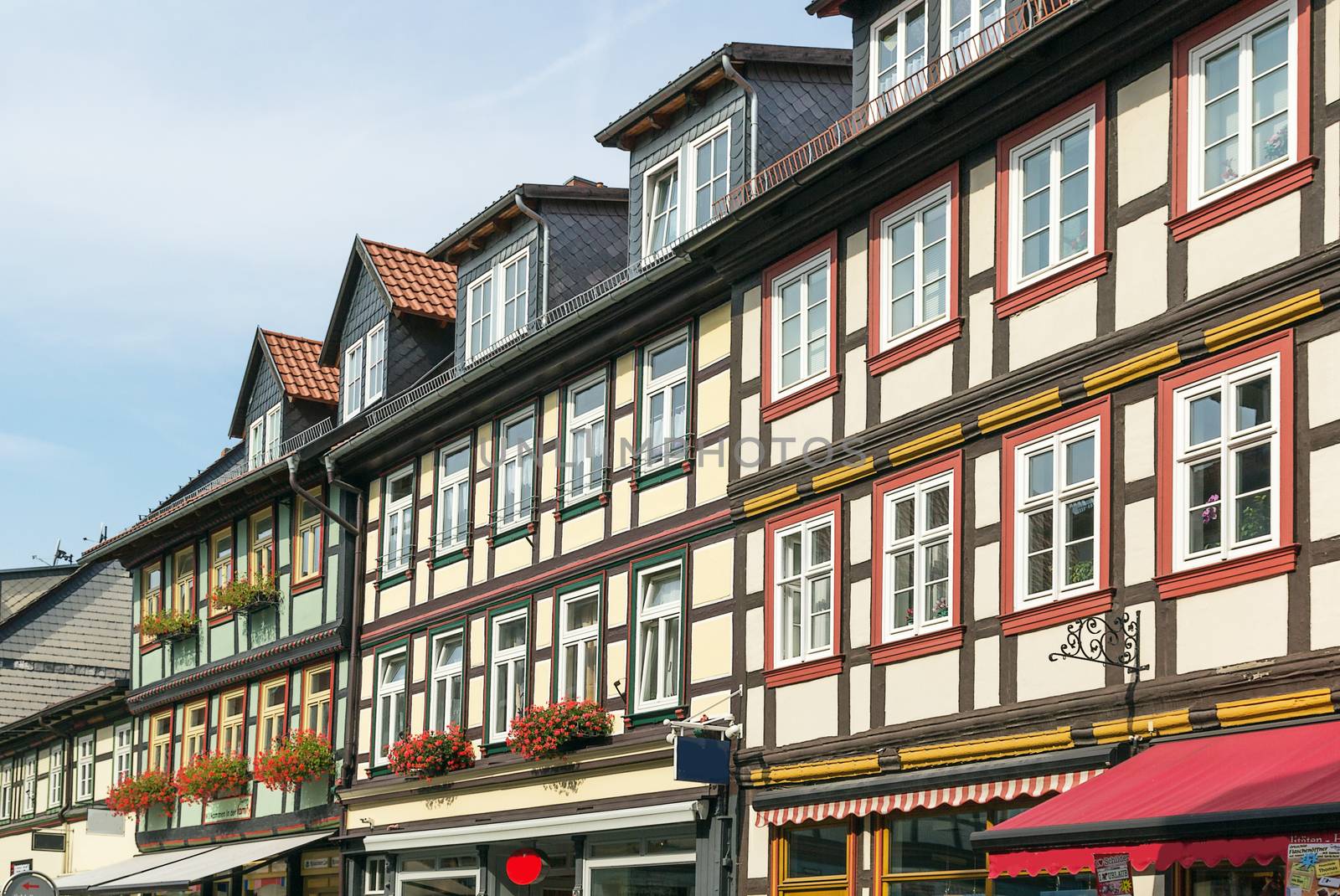 the street with ancient houses in the downtown of Vernigerode, Germany