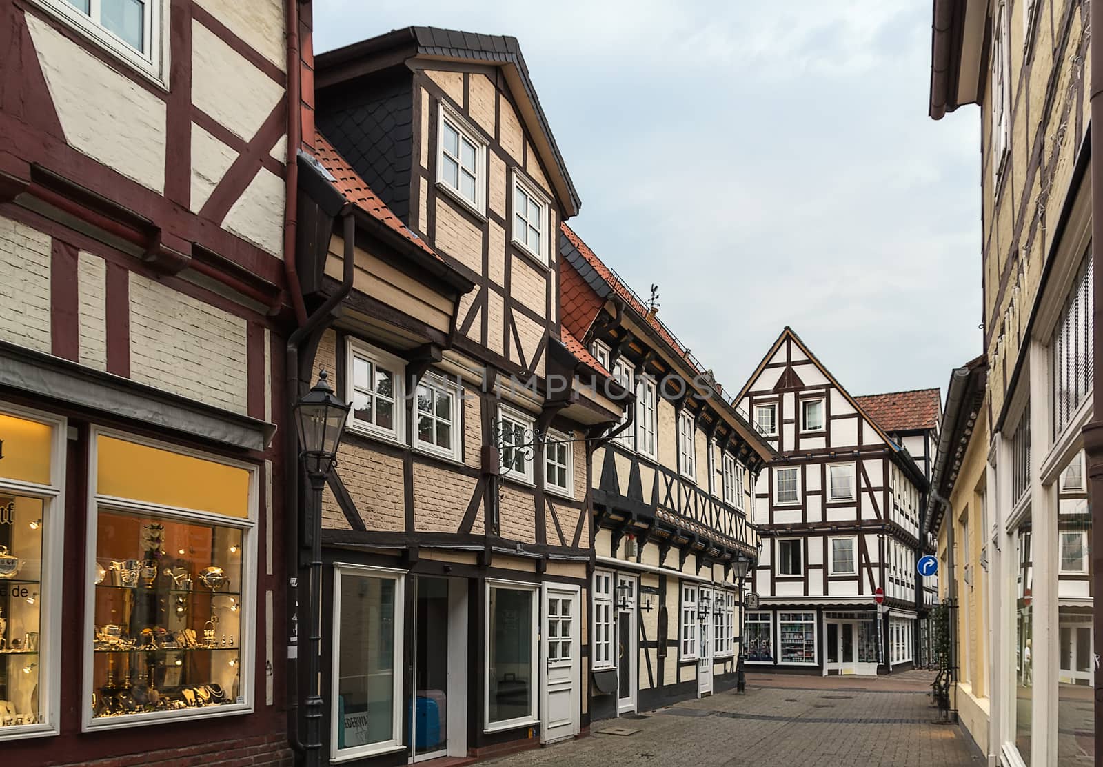 The street with historical half-timbered houses in the old city of Celle, Germany