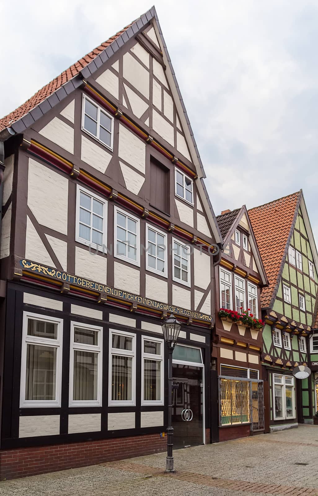 The street with historical half-timbered houses in the old city of Celle, Germany