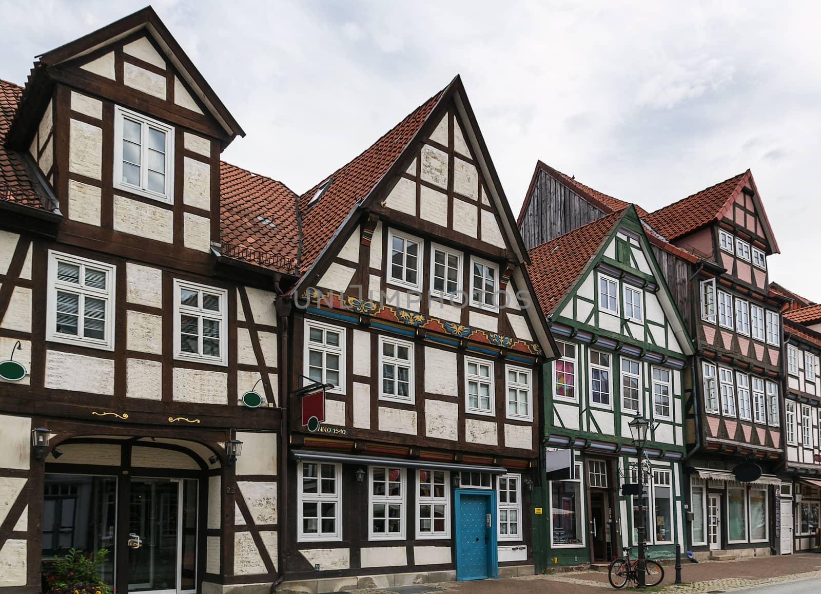 The street with historical half-timbered houses in the old city of Celle, Germany