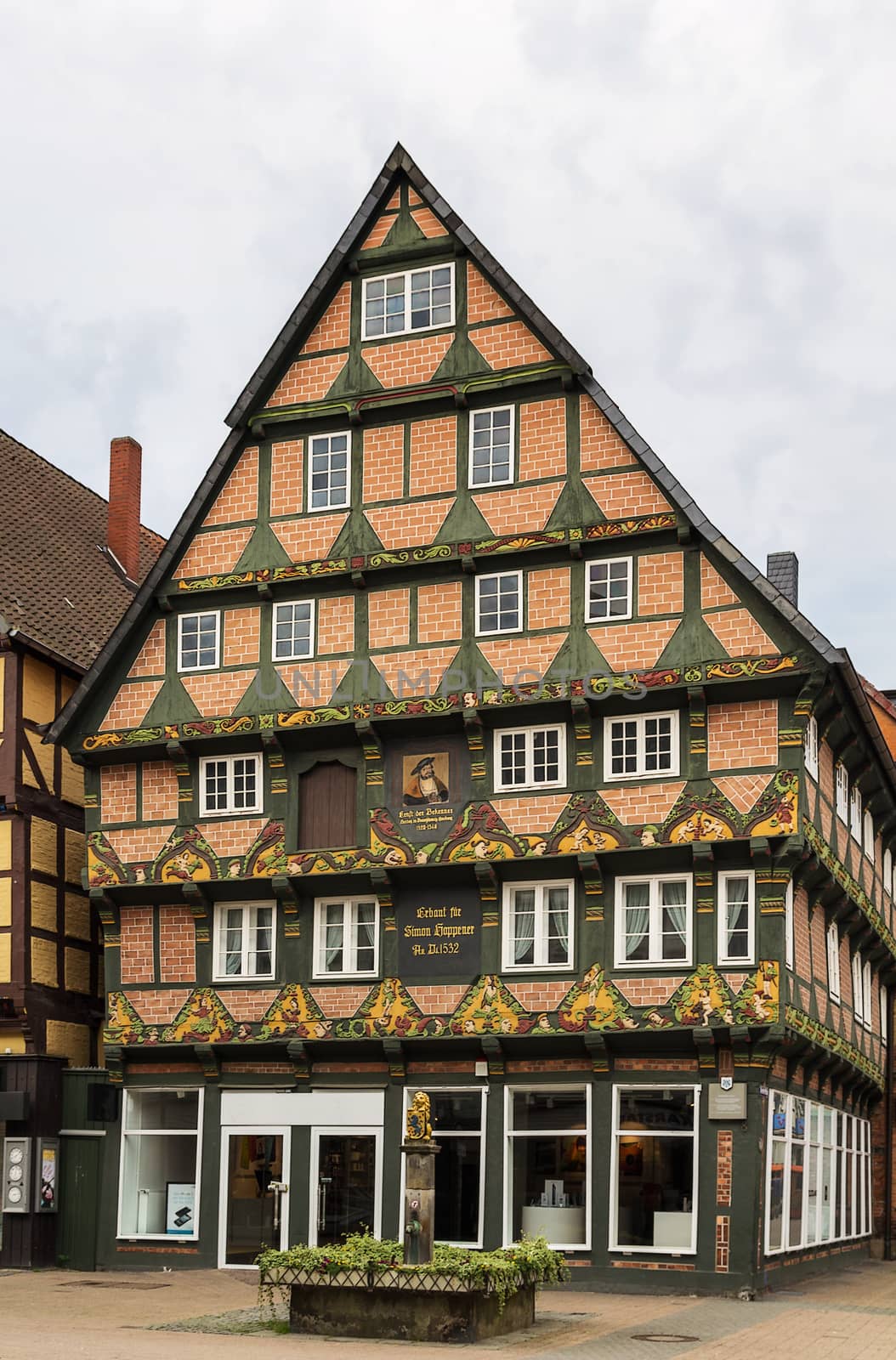 The street with historical half-timbered houses in the old city of Celle, Germany