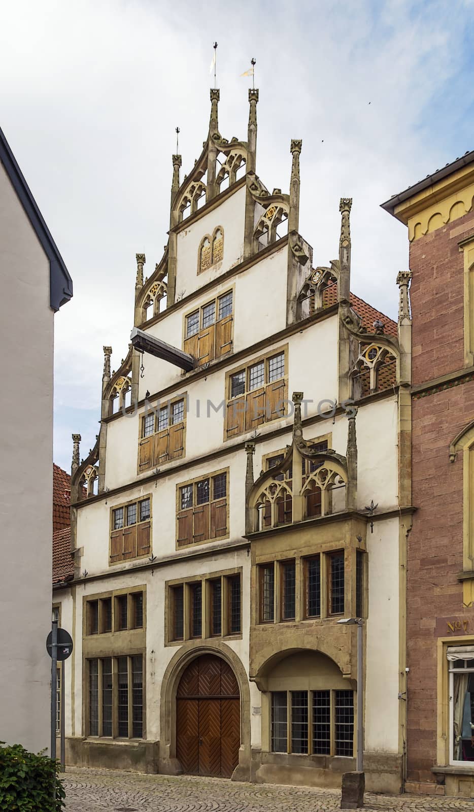 historical houses on market square in the city of Lemgo, Germany