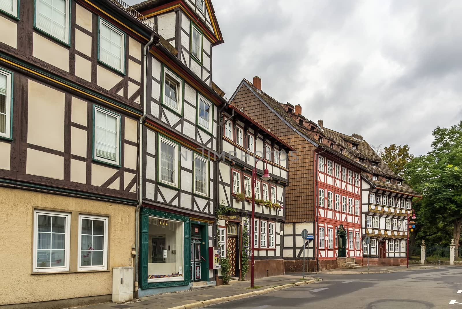 Ancient half-timbered houses in the downtown Einbeck, Germany