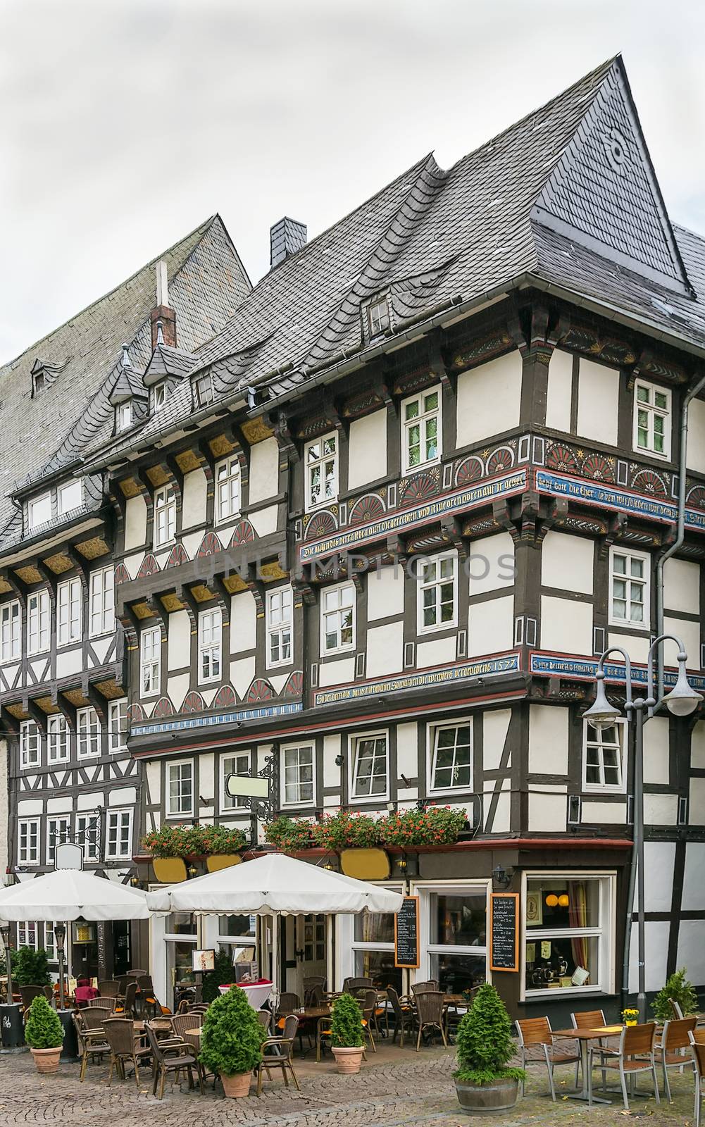 the old picturesque houses on the market square in Goslar, Germany