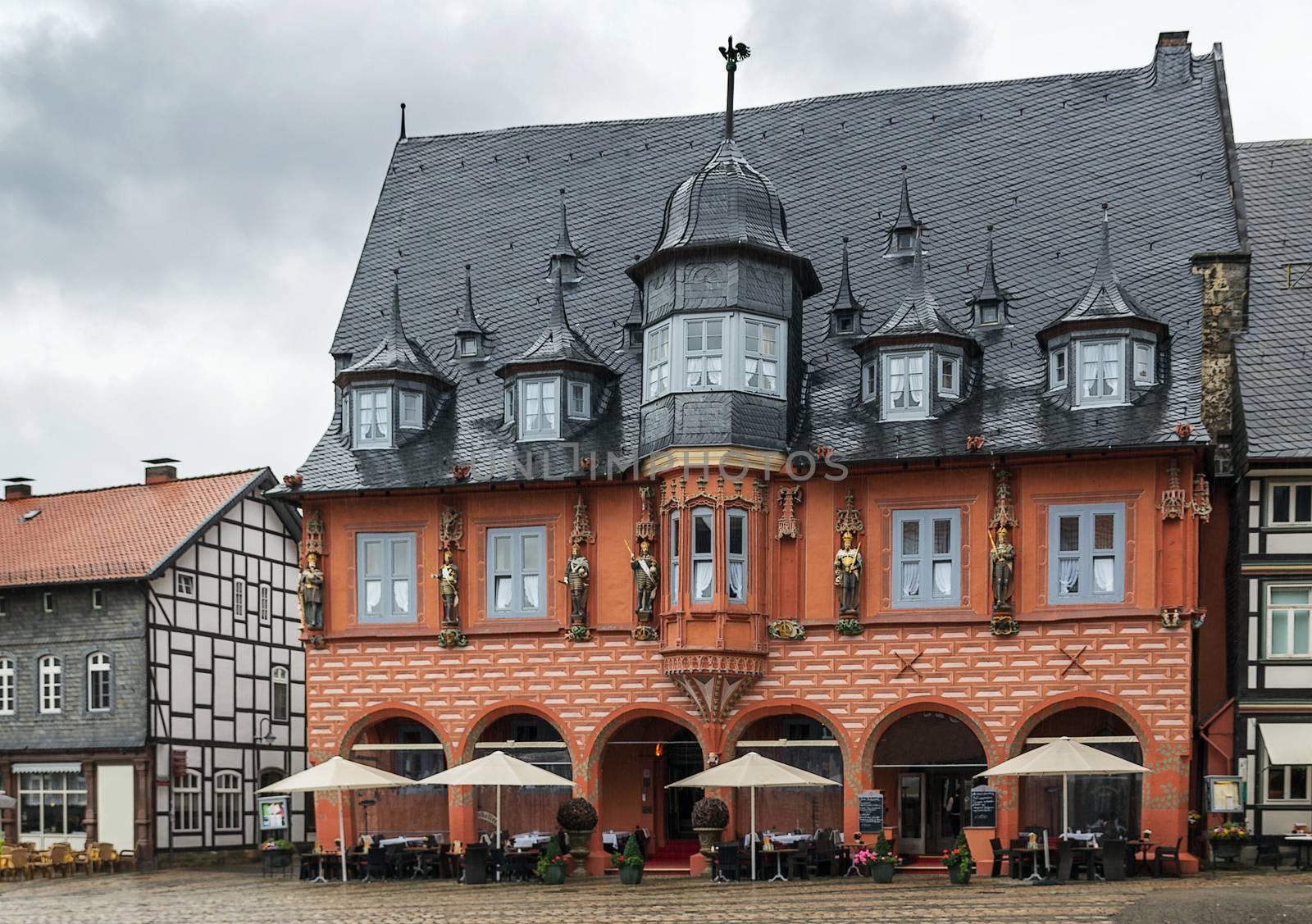 the old picturesque houses on the market square in Goslar, Germany