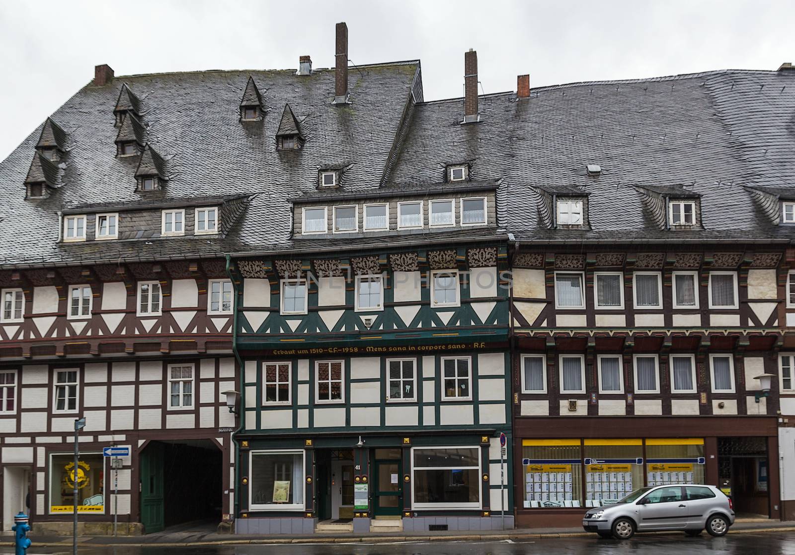 Street with old decorative houses in Goslar, Germany