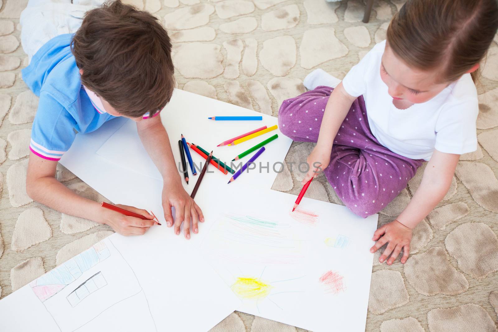 Children drawing with color pencils by ALotOfPeople