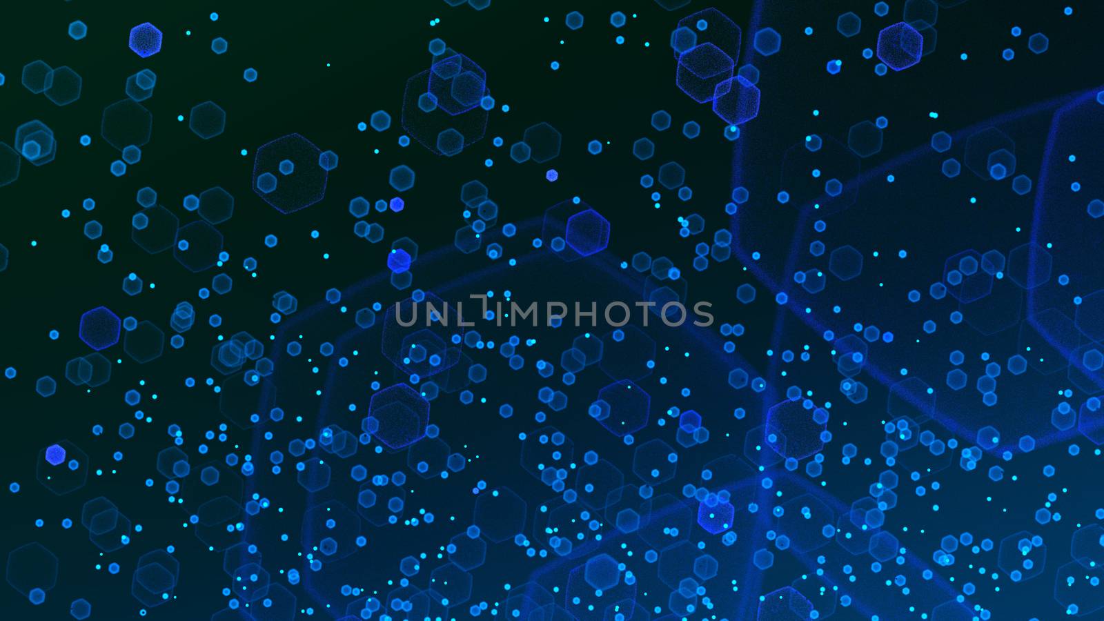 Abstract big data futuristic light wallpaper background design. Science dark pattern with structure mesh and circles. Modern business space dots illustration. 3D render