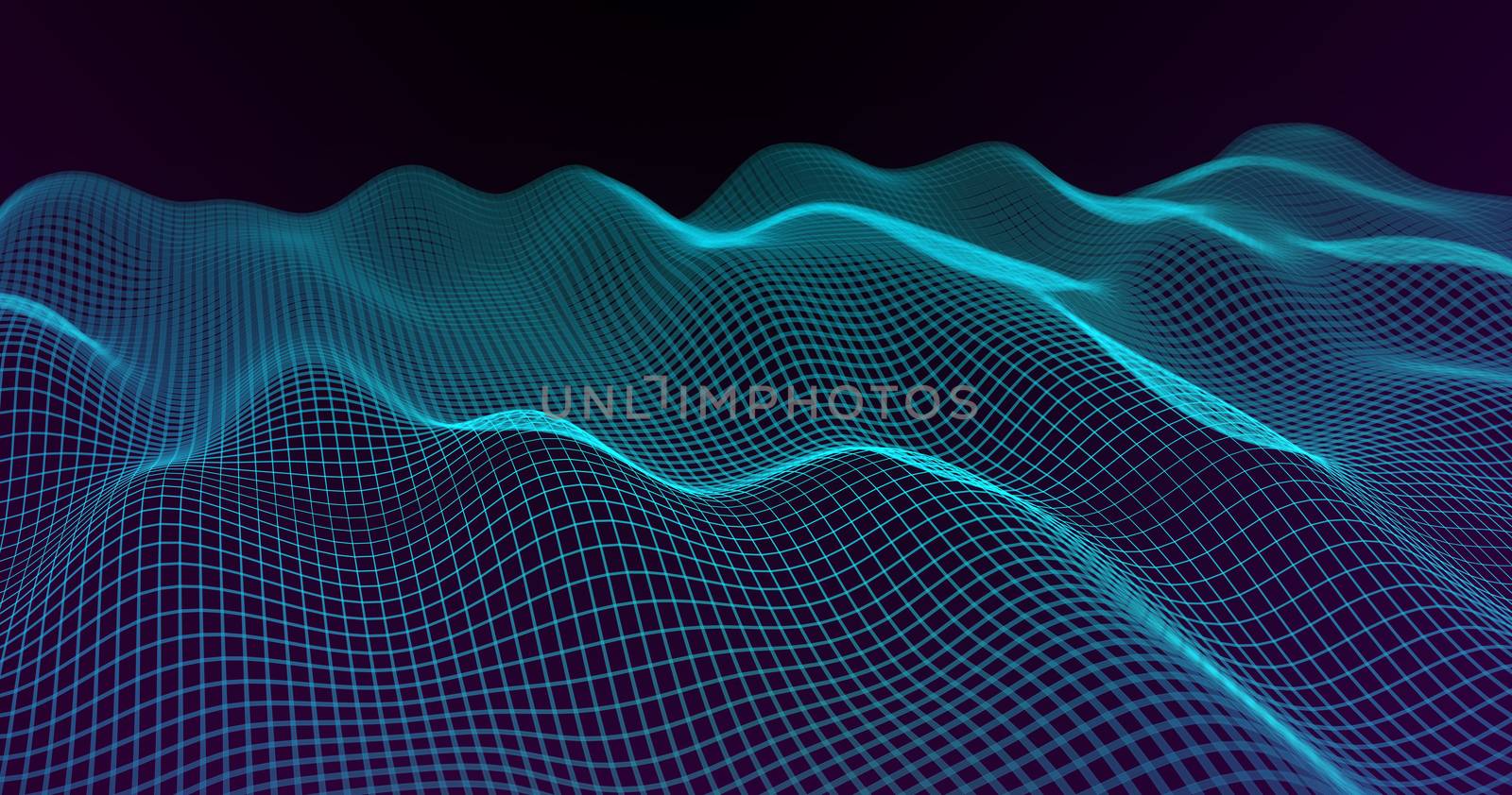 Abstract big data futuristic light wallpaper background design. Science dark pattern with structure mesh and circles. Modern business space dots illustration. 3D render