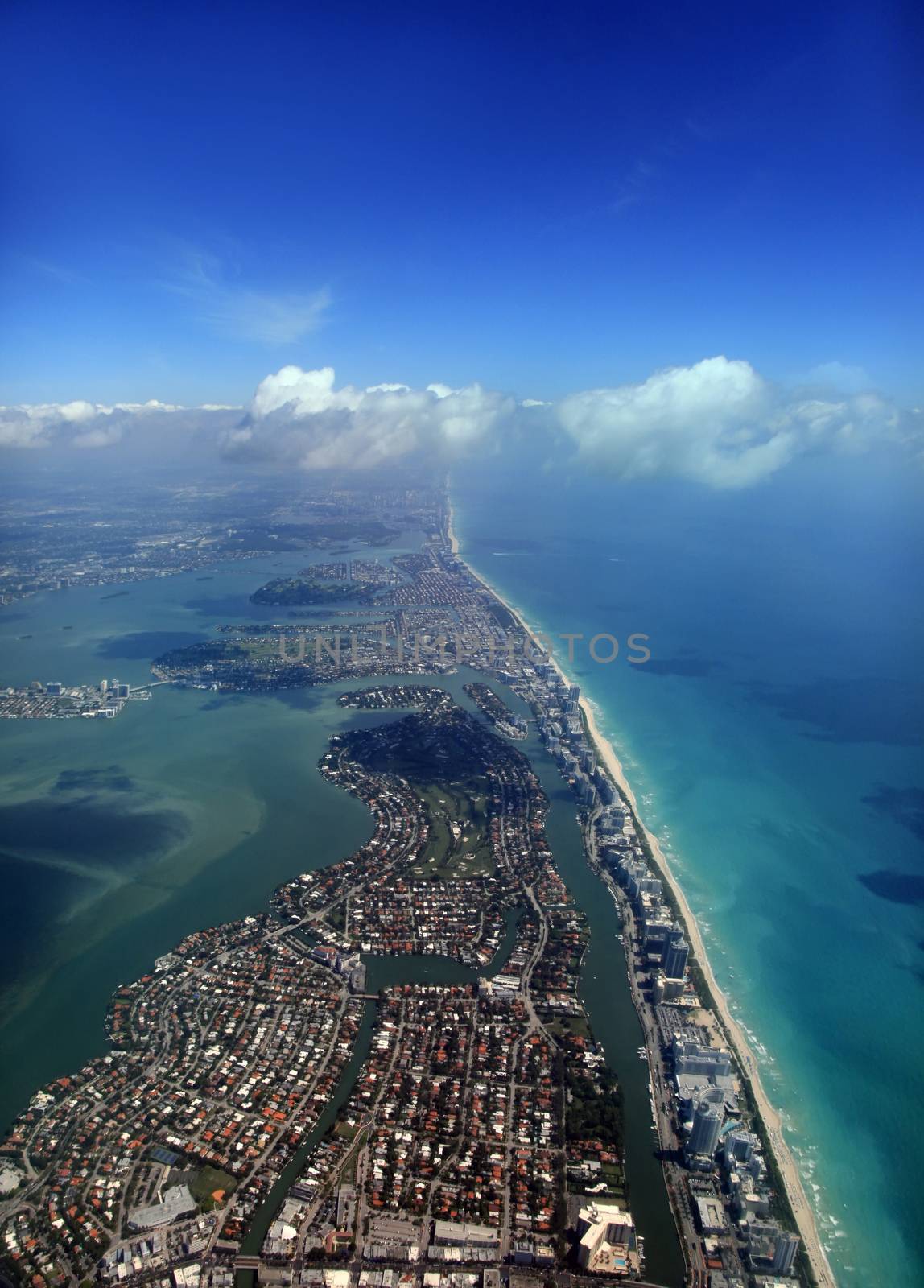 Miami coastline seen from high altitude by friday