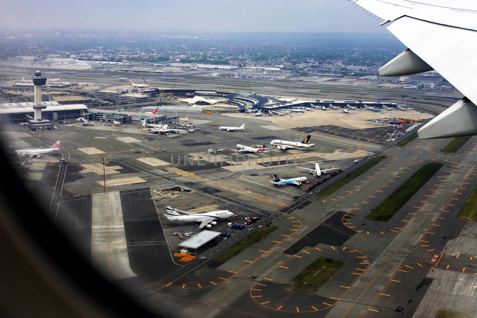 New York, NY, USA- May 20, 2013: Aerial view of John F. Kennedy International Airport in New York