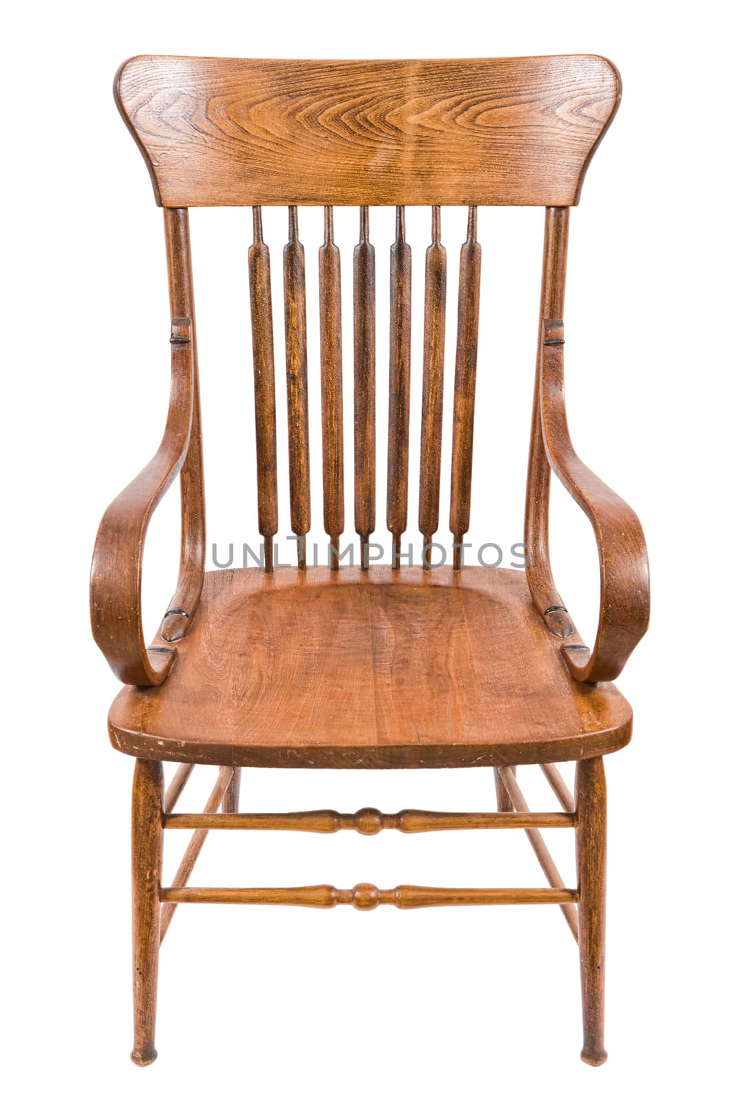 Old wooden chair on an a white background