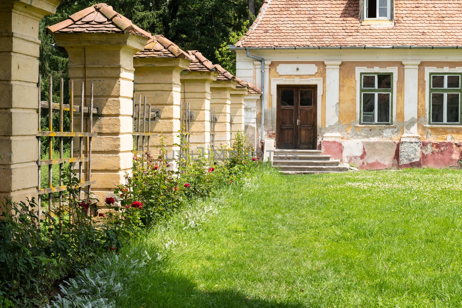 Detail from outdoor garden of the old Palace Brukenthal Avrig in Romania.