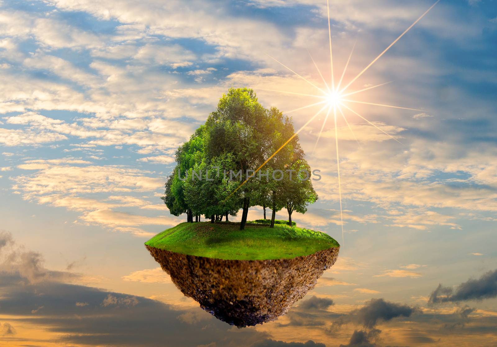 Floating islands with trees in the sky World Environment Day World Conservation Day environment