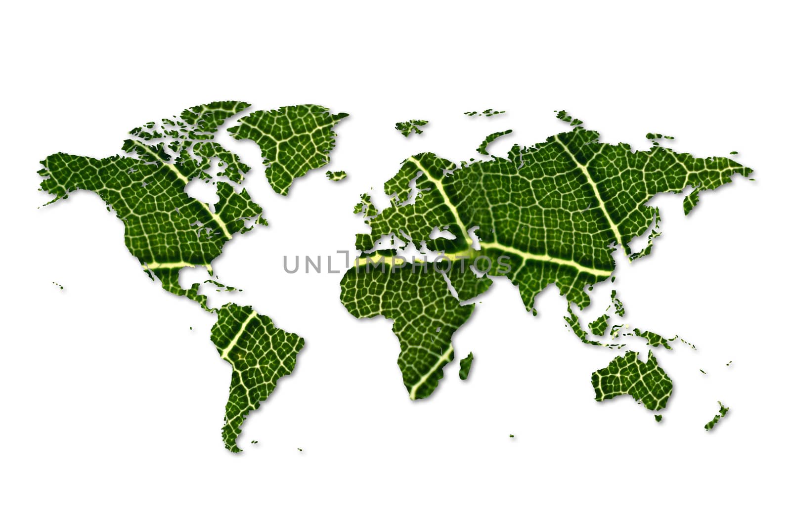 eco world map made of green leaves Map Green leaf Environmental conservation concept