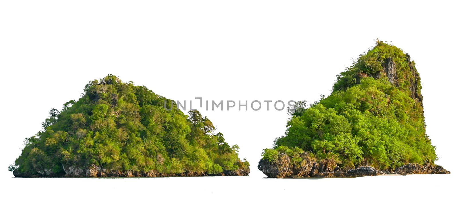 Isolate the island in the middle of the green sea white background separated from the background by sarayut_thaneerat