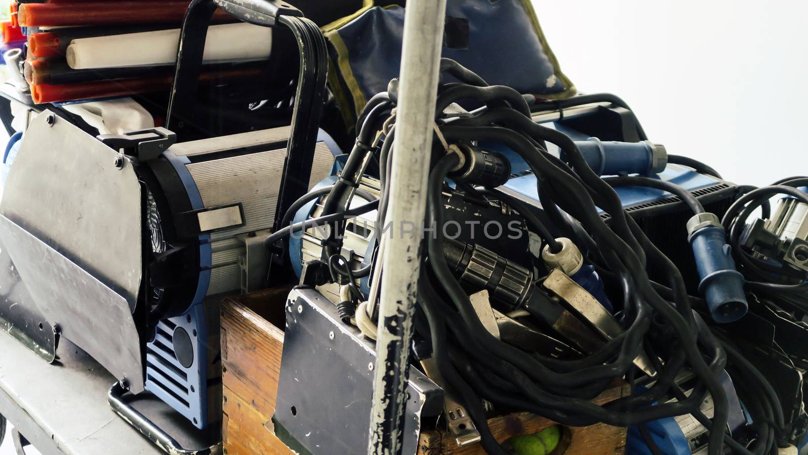 Detail of filming crew equipment