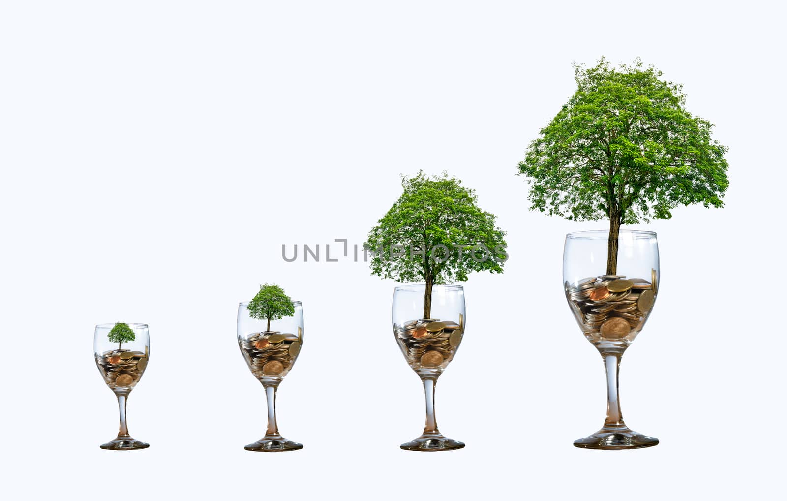 tree Coin glass Isolate increase saving money hand Coin tree The tree grows on the pile. Saving money for the future. Investment Ideas and Business Growth by sarayut_thaneerat