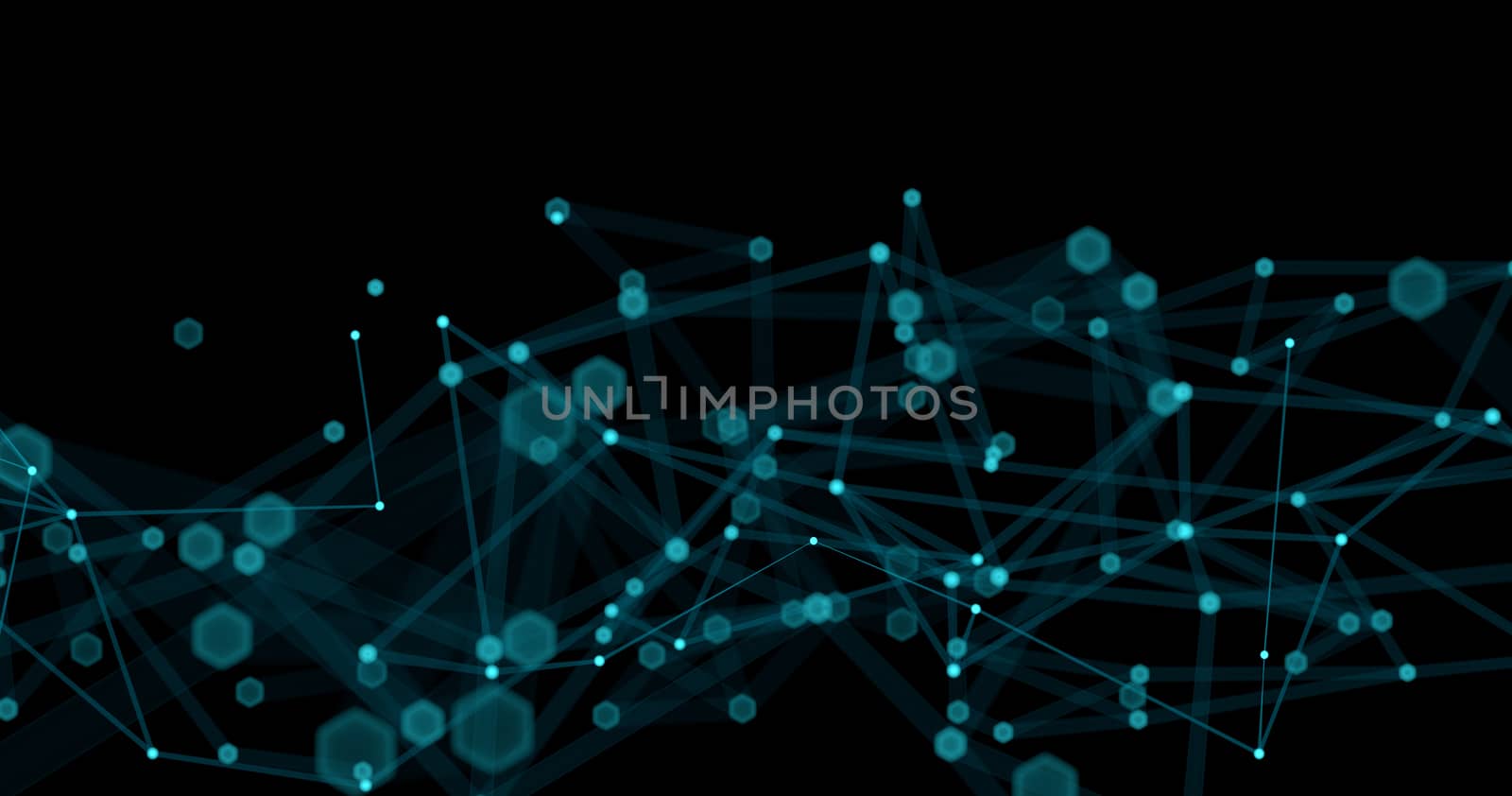 Abstract futuristic light wallpaper background design. Science dark pattern with structure mesh and lines. Modern business space triangular illustration 3D render