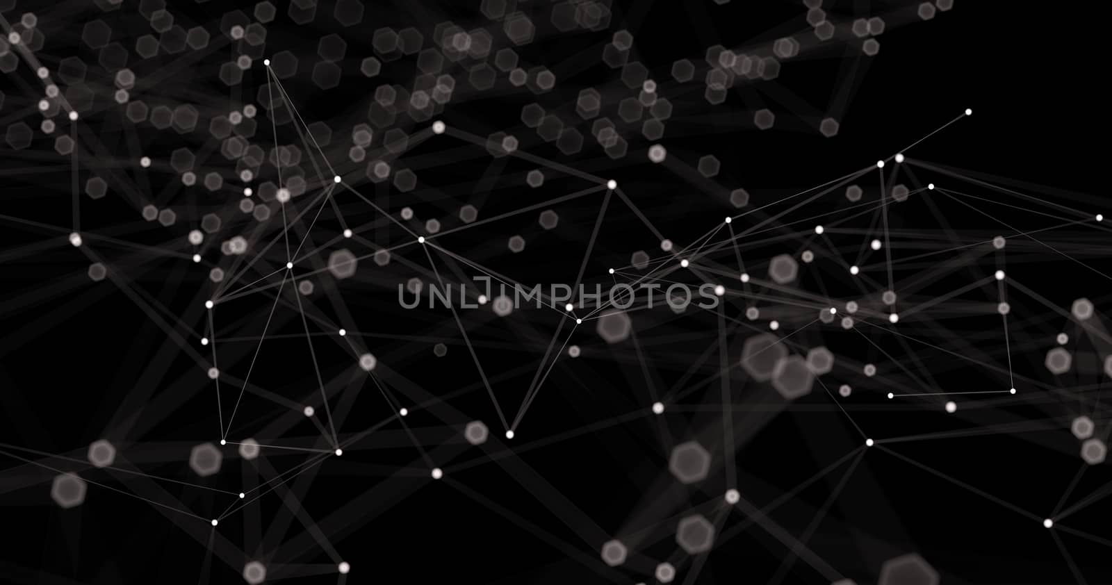 Abstract futuristic light wallpaper background design. Science dark pattern with structure mesh and lines. Modern business space triangular illustration 3D render