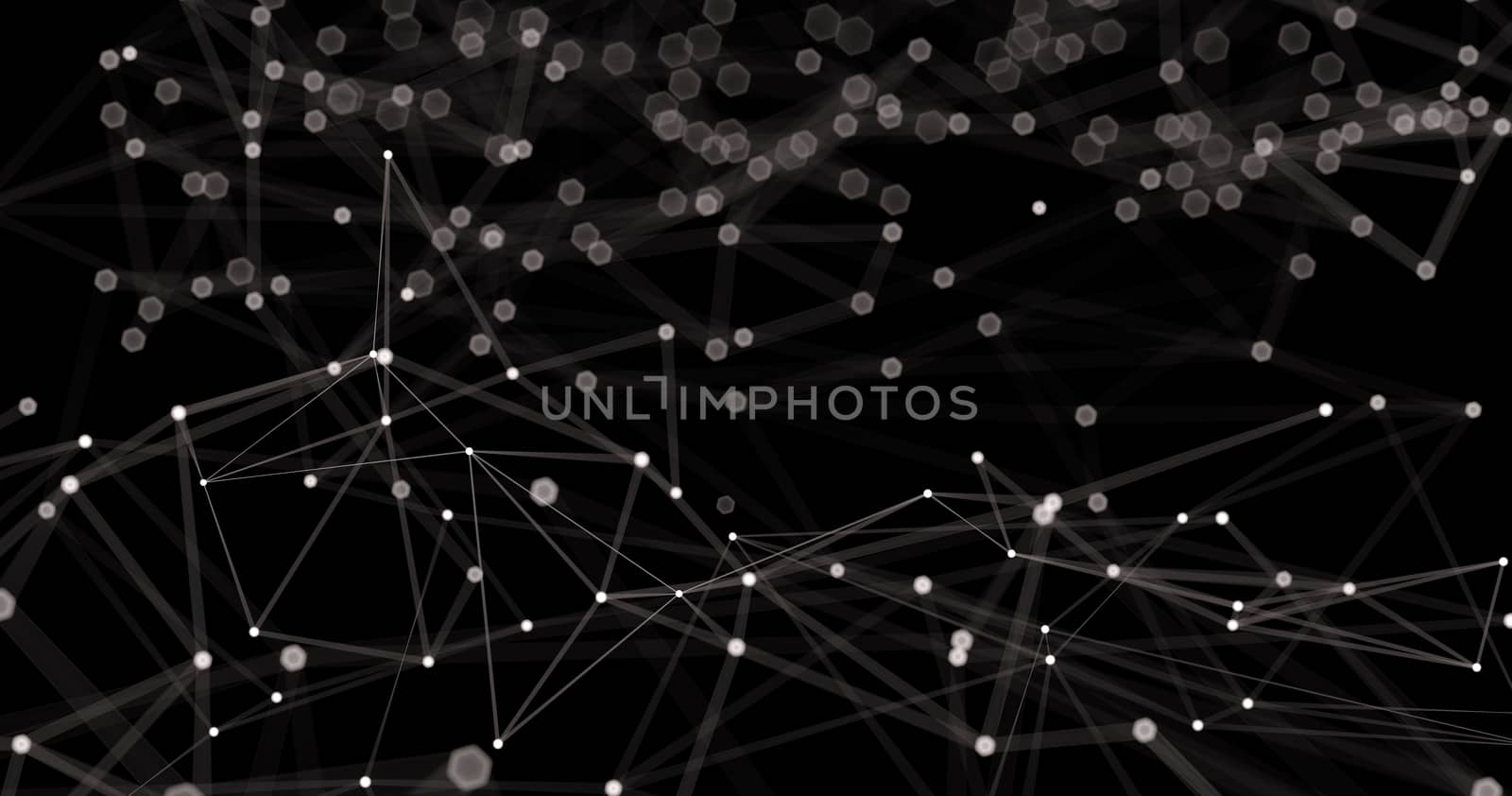 Abstract futuristic light wallpaper background design. Science dark pattern with structure mesh and lines. Modern business space triangular illustration 3D render