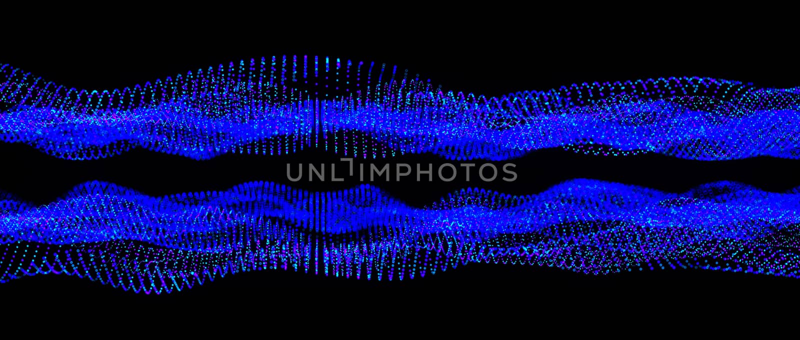 Abstract big data futuristic light wallpaper background design. Science dark pattern with structure mesh and circles. Modern business space dots illustration. 3D render