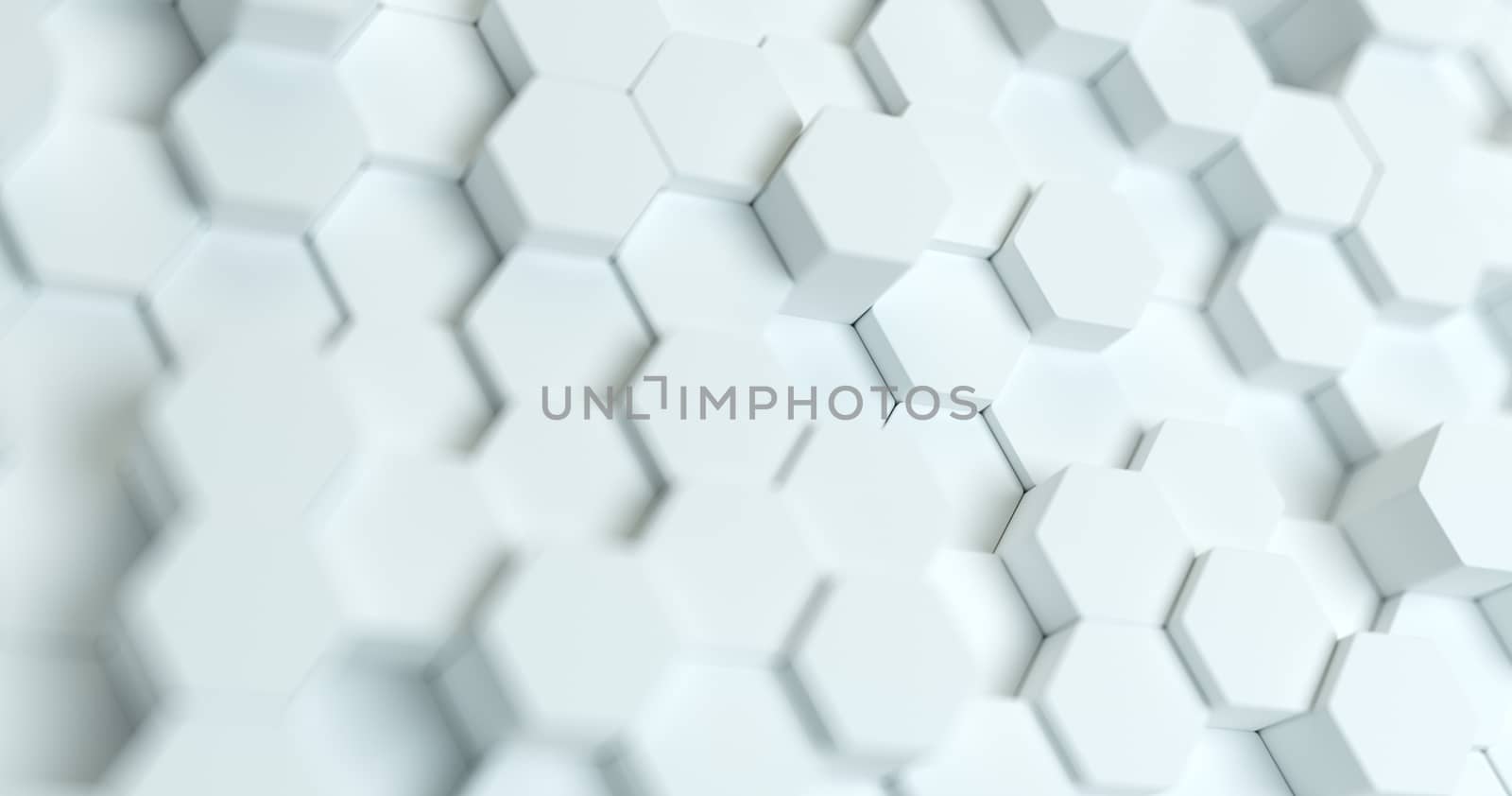 Abstract technological hexagonal background. 3d rendering. Geometric pattern. Graphic design elementfor wallpaper.