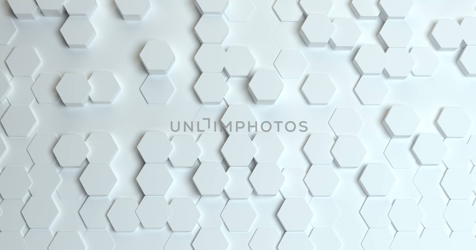 Abstract technological hexagonal background. 3d rendering. Geometric pattern. Graphic design elementfor wallpaper.