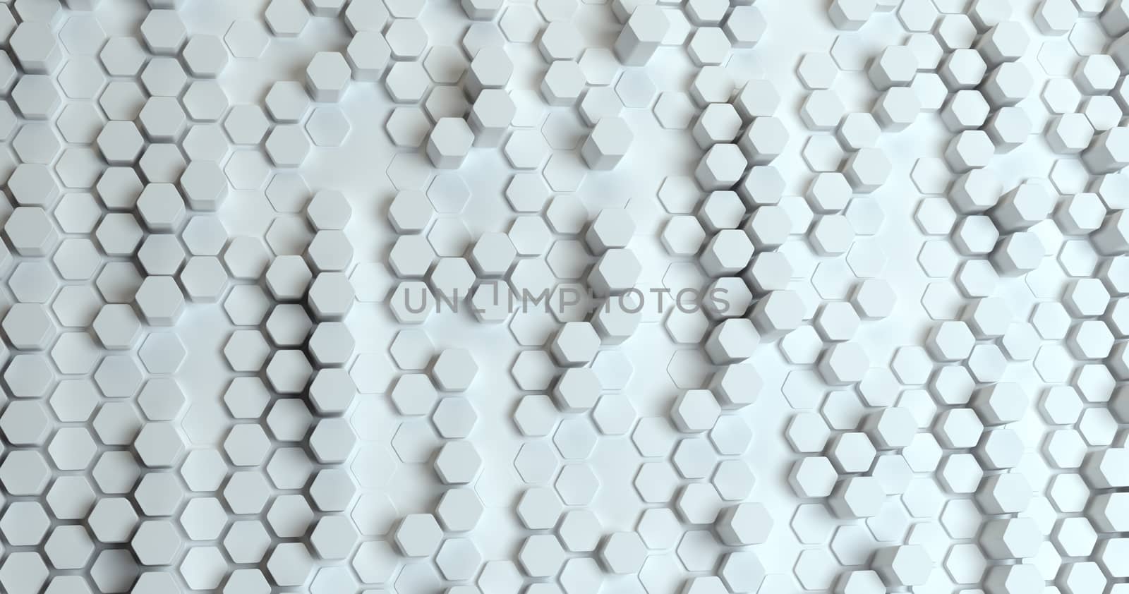 Abstract technological hexagonal background. 3d rendering. Geometric pattern. Graphic design elementfor wallpaper.